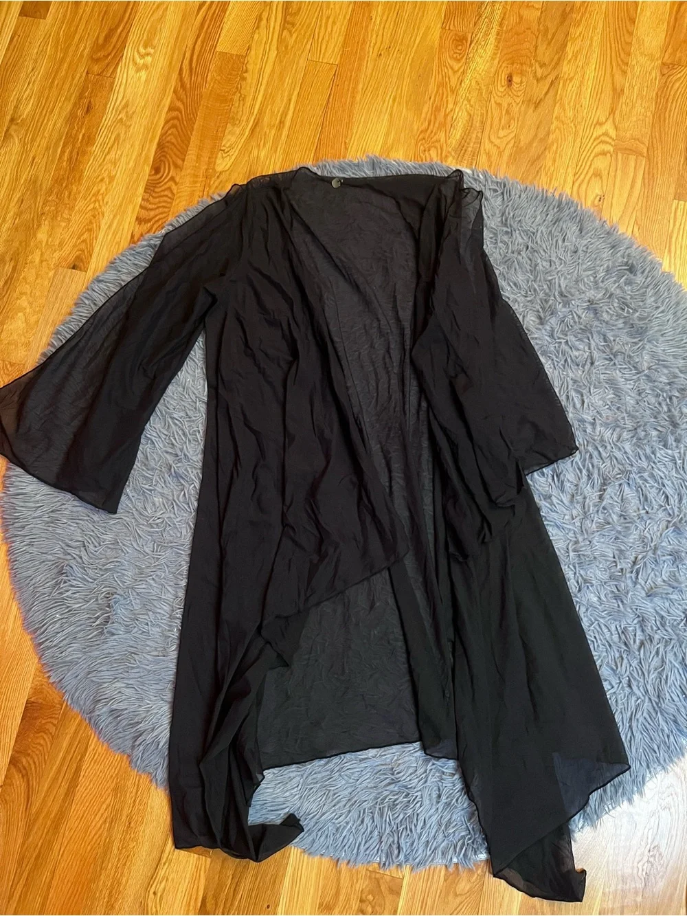 Entreaguas Black Sheer Draped Fly Kimono Cardigan